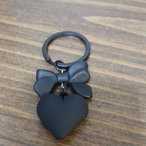 Black Heart and Bow Keychain New Great Bag Charm